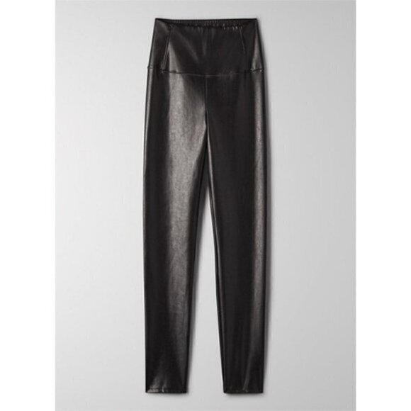 Aritzia Wilfred Daria High Rise Faux Leather Black Pant Leggings - S, tall - Picture 1 of 9